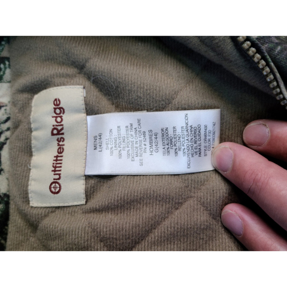 Outfitters Ridge Camo Hunting Jacket Coat Mens Large 42-44 Quilt Lined Realtree - Picture 3 of 5